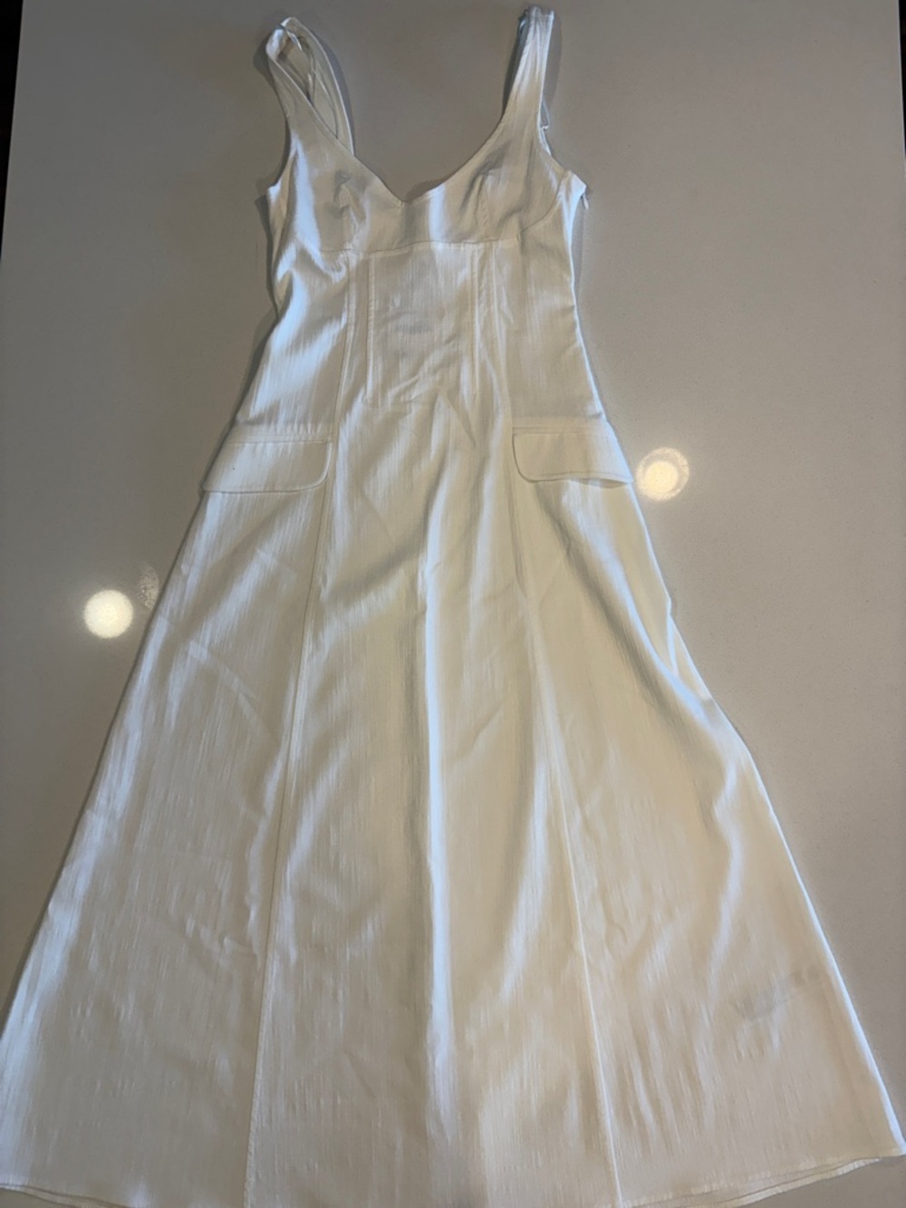 Zara White Sleeveless A-Line Midi Dress